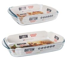Roasting dish baking oven trays glass lasagna 2x Rectangular 1.6L +3L Quttin