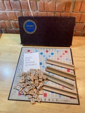 Burgundy Box 1950s Scrabble New Edition With wooden Tiles Wooden Racks 