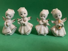 Vintage Christmas Angels Porcelain Figurines Christmas Ornaments x 4