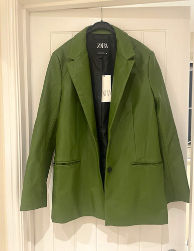 Zara green faux leather lined - zara,