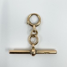 Large Vintage Antique 9ct Rose Gold T-Bar Pendant & Bolt Ring / Charm Connector