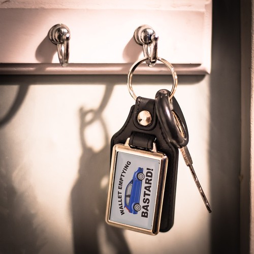 Leather look key ring - look,