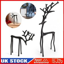 Set of 2 Black Reindeer Statues - Modern Xmas Figurines - Elegant Indoor Holiday