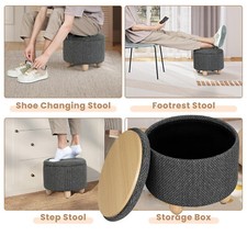 WOLTU Grey Round Stool with