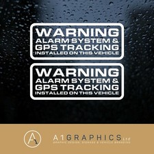 WARNING Alarm system WHITE CUT 115mm x2 CAR STICKER DECAL WINDOW BUMPER