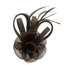 Zac's Alter Ego® Colourful Net Fascinator with Ribbons & Feathers on Clip & Pin