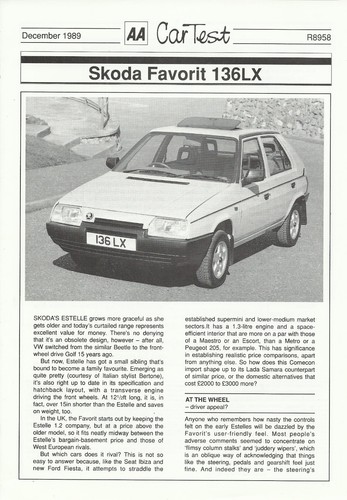 Skoda favorit 136lx road - favorit, aa