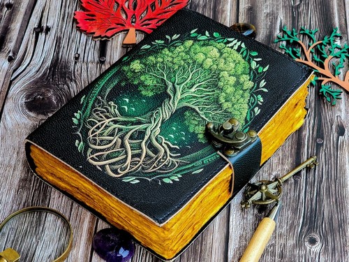 Leather journal tree life - tree,