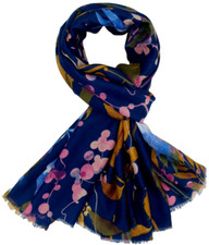 Floral Scarf Ladies Navy Blue
