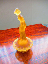 Vintage Amber Glass Statue Flower Frog for Vase Insert with 10 holes.