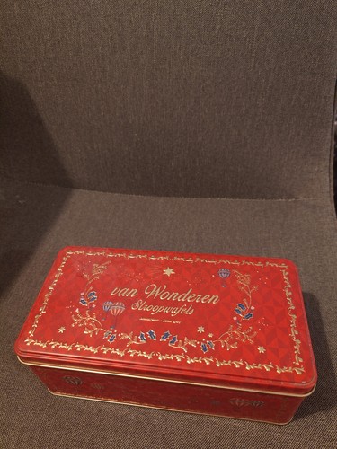 Red decorative tin stroopwafel - red,