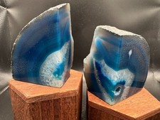 Crystal Bookends Agate Freeform Quartz Pair Gemstone Free Form Carving HQ 3401