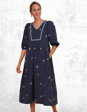 Ex WYSE Women’s ¾ Sleeve Hana Embroidered Dress in Midnight RRP £195
