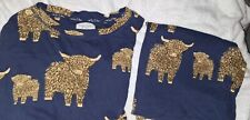 Womens Next Hamish Cow Print Navy PJ Pyjamas Loungewear Set. Uk Small Tall.