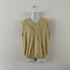 VINTAGE GABICCI SWEATER VEST - L - YELLOW - RETRO TANK GRANDAD KNIT