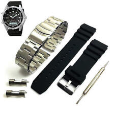 Steel & Silicone Replacement Watch Band Fits Casio AMW-320 AMW320R-1EV
