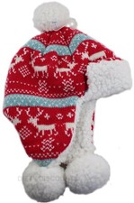 JOHN LEWIS Baby Girls NORDIC HAT Faux Fur LINED Ear Flaps Knitted Winter 3-6 Mth