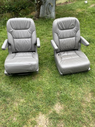 Pair grey leather car seats - pair,