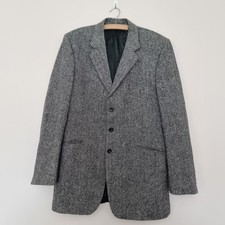 Aquascutum of London Pure New Wool Blazer Sport Coat Long 42  Herringbone Grey 