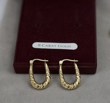 9ct Gold cerole hoop Earrings