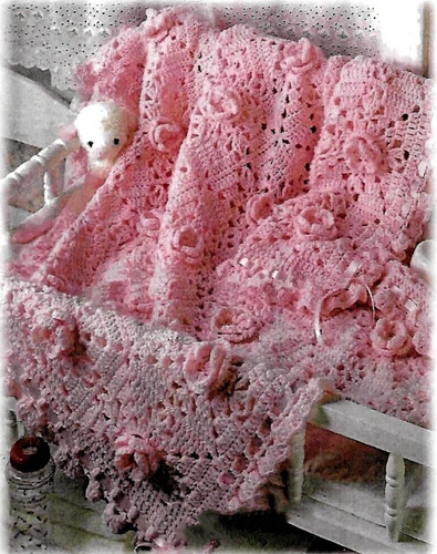 Pink roses crochet pattern - pink,