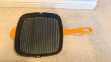 Vintage orange Cast Iron Square Griddle Pan 