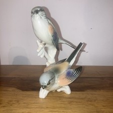 Vintage Ceramic Long Tailed Tits Figurine By Karl Ens Of Germany, Damaged