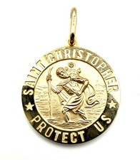 9ct Gold Saint Christopher Pendant Solid Gold St Christopher Pendant Protect Us