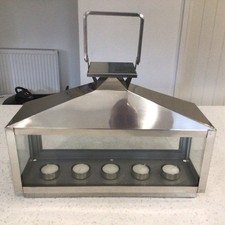 Stunning Chrome / Glass Table Decoration for 5 Tea Lights Candle Holders VGC