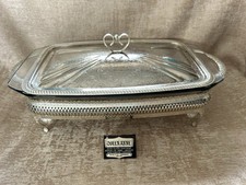 Silverplated Pyrex Queen Anne Lidded Serving Dish Vintage With Handles