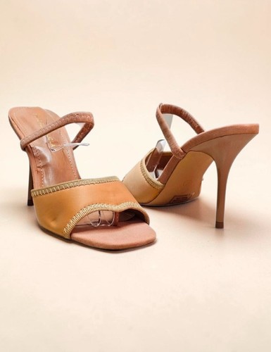 Taupe stiletto heeled sandals - stiletto,