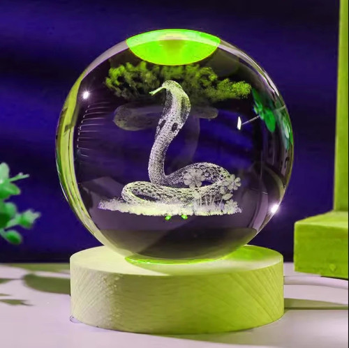 Laser carved crystal ball - crystal,