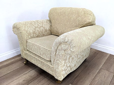 ARM CHAIR Kirkdale Lemon Damask Removable Reversible Cushions Brass Castors Lux