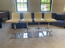 4 x Leather Effezeta Bar Stools Breakfast Bar Stools Cream And Chrome