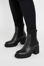 Yours Curve Women's Faux Leather Sock Chelsea Boots In Extra Wide EEE Fit