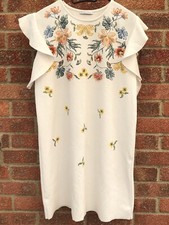 Zara Floral White Dress Size L