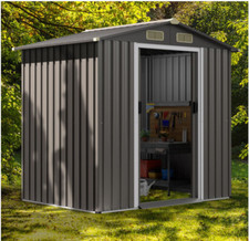 Garden Shed 6ft x4ft Outdoor Storage Shed Galvanized Steel-Lockable Sliding Door