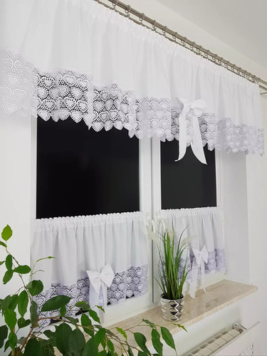 Kitchen curtain set white - kitchen,
