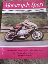 MOTORCYCLE SPORT FEB 1978 TEST-SUZUKI GS550 MYSTERY VELO RACING SHOW YEAR TO REM