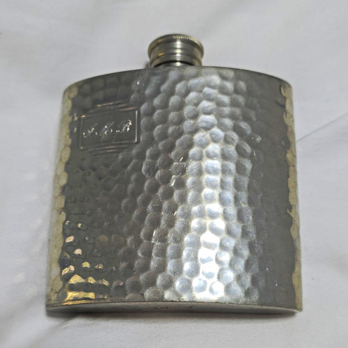 Hammered pewter hip flask 4oz - pewter,