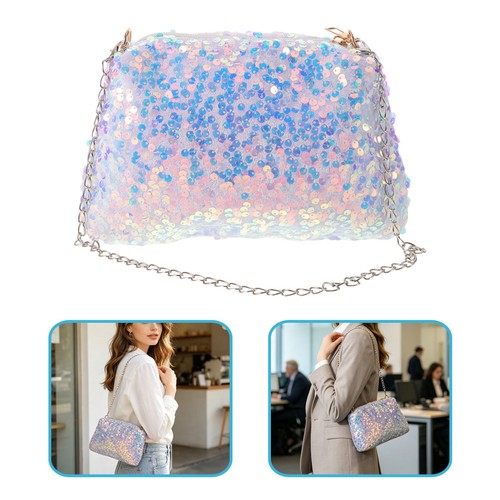 Silver sequin shoulder bag - shoulder,