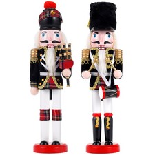2PC Wooden Nutcracker Soldier Christmas Decorations Vintage Gift Ornament 30CM