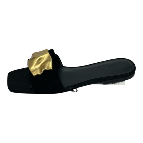 Suede gold detail flat - gold,