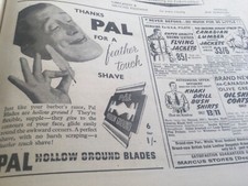 PAL RAZOR BLADE MARCUS STORES FLYING JACKET period 1950 MOTORCYCLE ARTICLE.