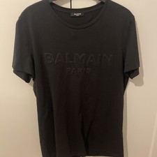 balmain paris embossed logo black tee