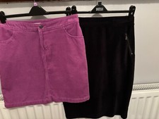 2 TU SAINSBURY'S NWT CORD SKIRTS JEAN STYLE MAUVE - STRAIGHT BLACK WITH ZIPS