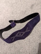 Ladies Waist Belt Purple Suede Studded Front Design Buckle Back vintage women's 