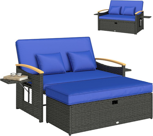 Double garden rattan daybed - double,