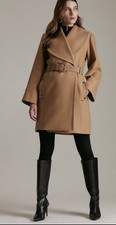 Karen Millen Italian Wool & Cashmere Belted Coat – Camel – Size UK 8