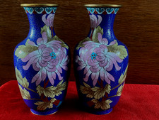 Pair of Chinese Blue Cloisonne